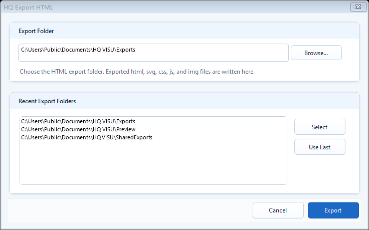 HQ VISU Designer 导出 HTML