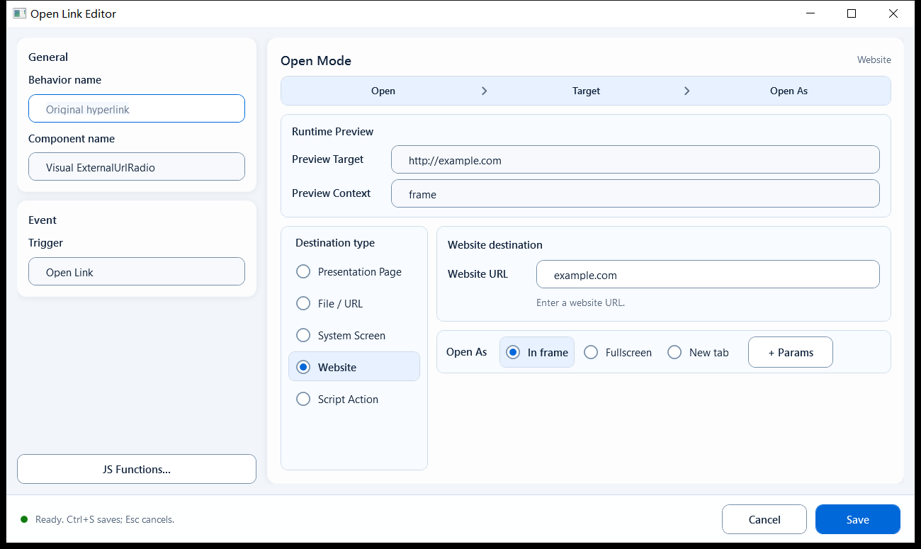Open Link 的 Website 模式