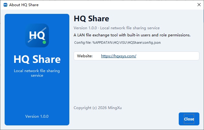 HQShare 关于窗口